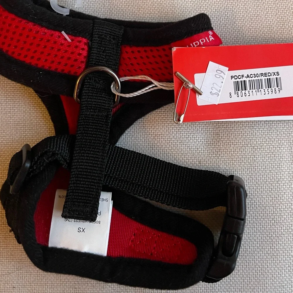 🆕Puppia Soft Adjustable Over-the-Head Red Mesh Dog Harness | Size XS